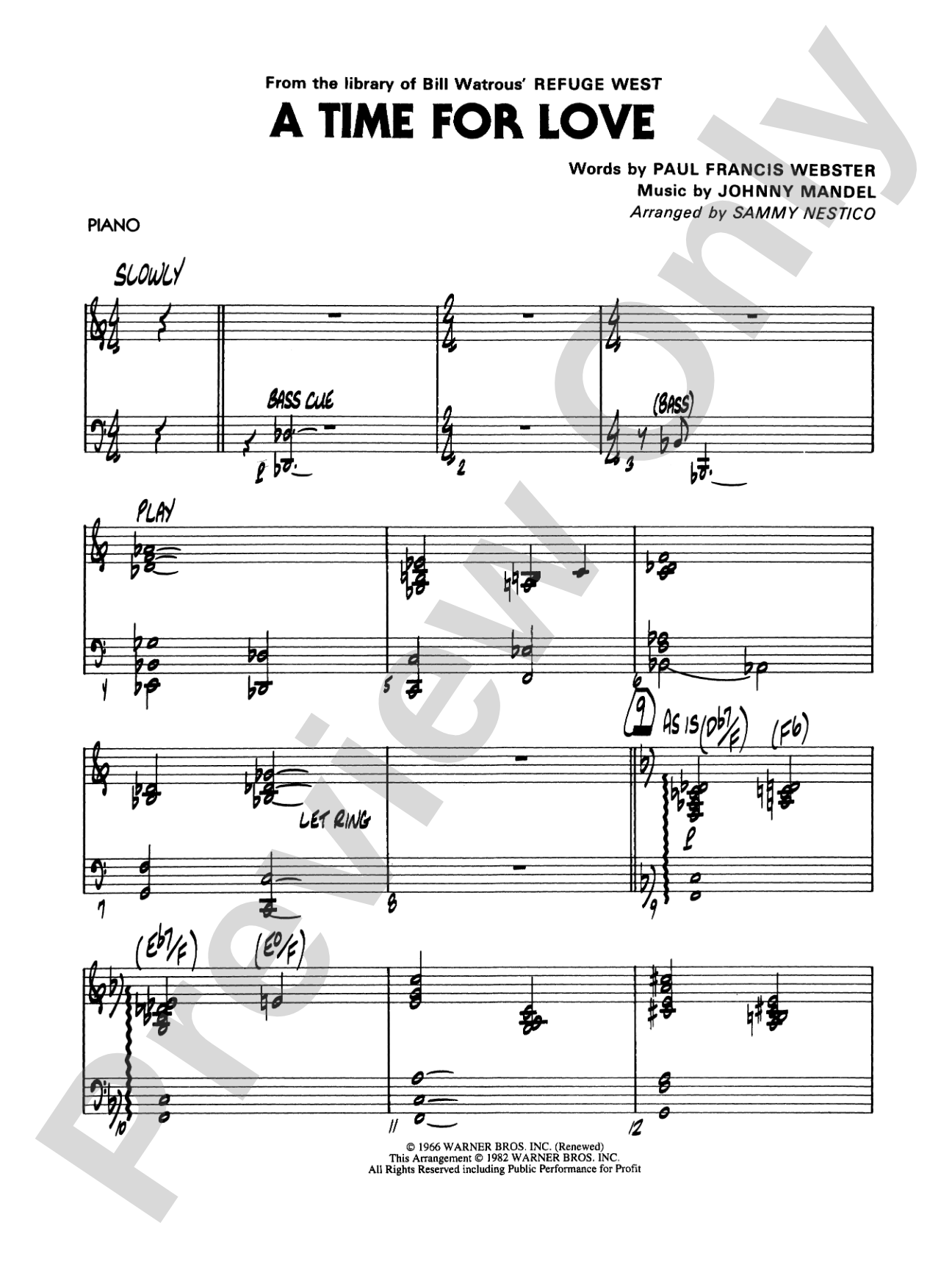 A Time for Love: Piano Accompaniment