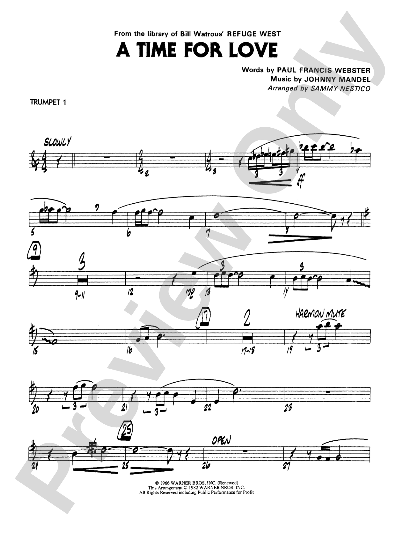 A Time for Love: 1st B-flat Trumpet