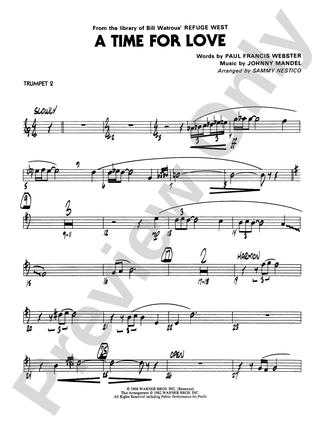 A Time for Love: 2nd B-flat Trumpet