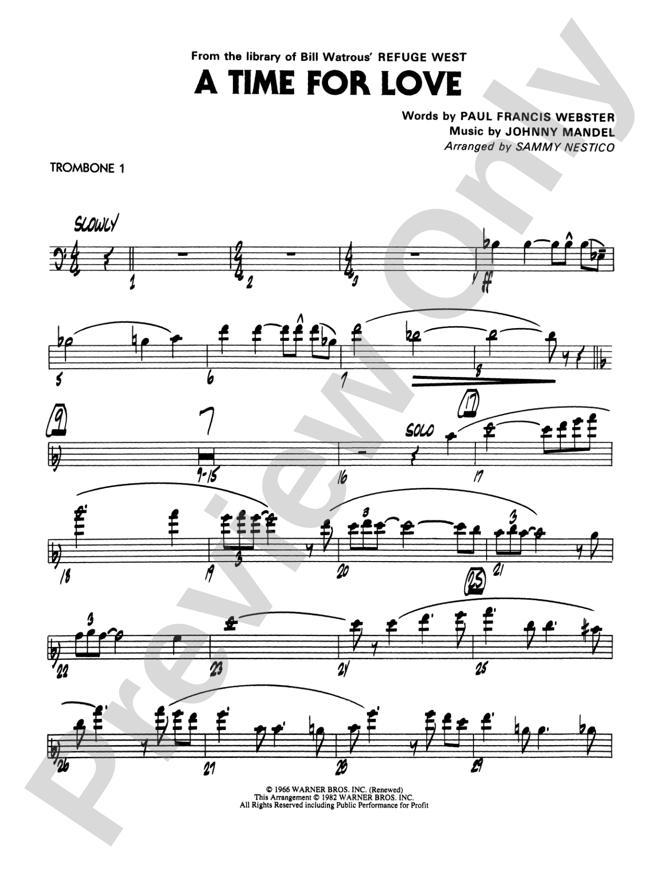A Time for Love: 1st Trombone