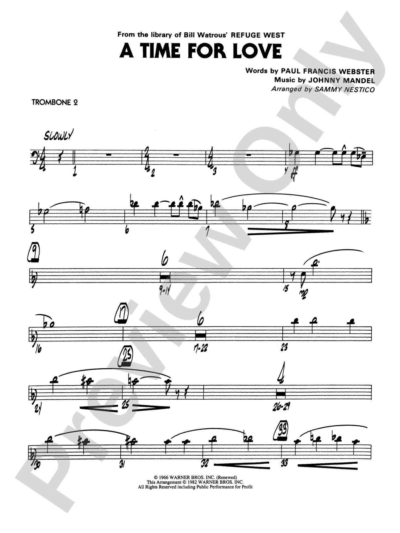 A Time for Love: 2nd Trombone