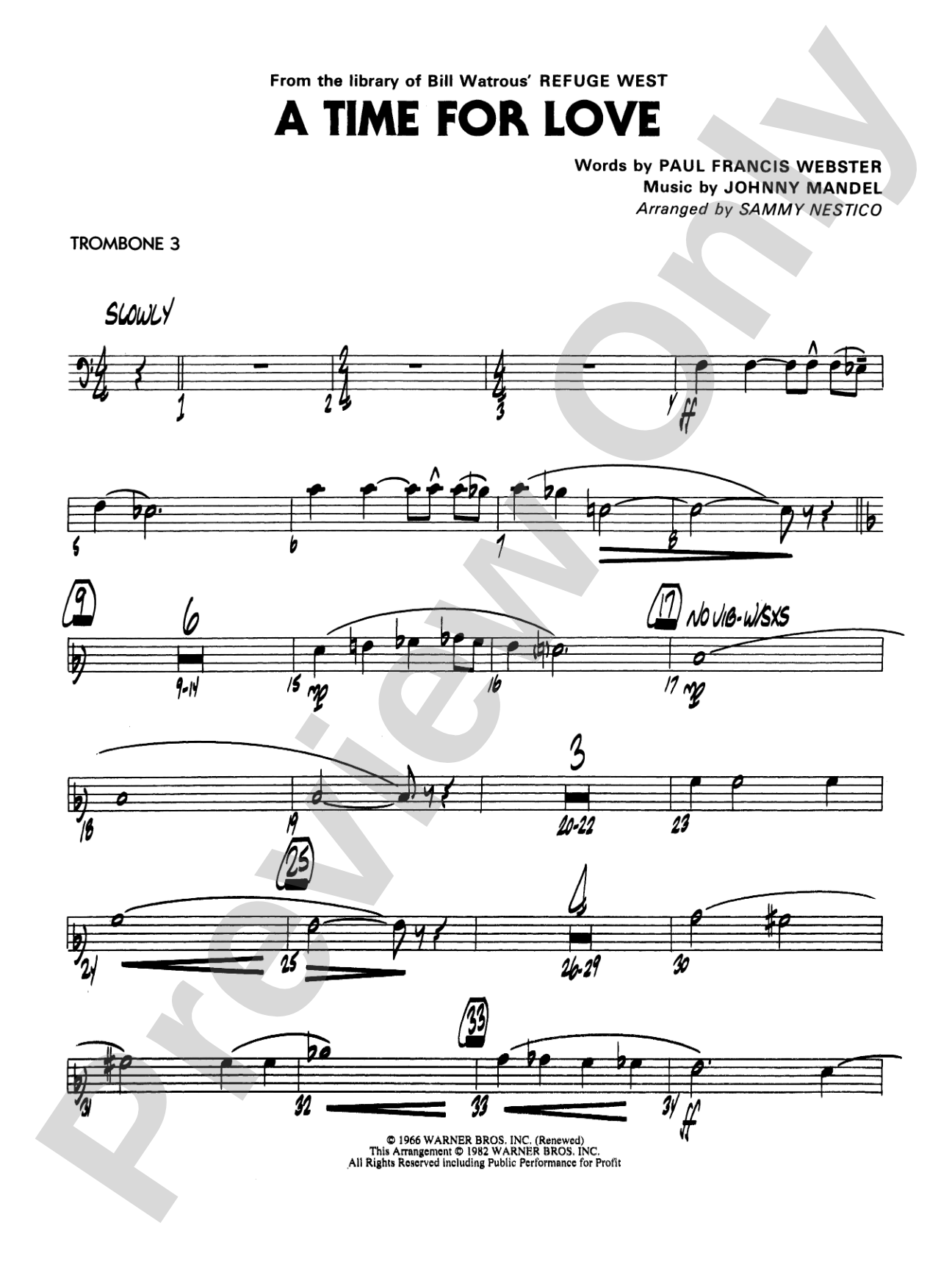A Time for Love: 3rd Trombone