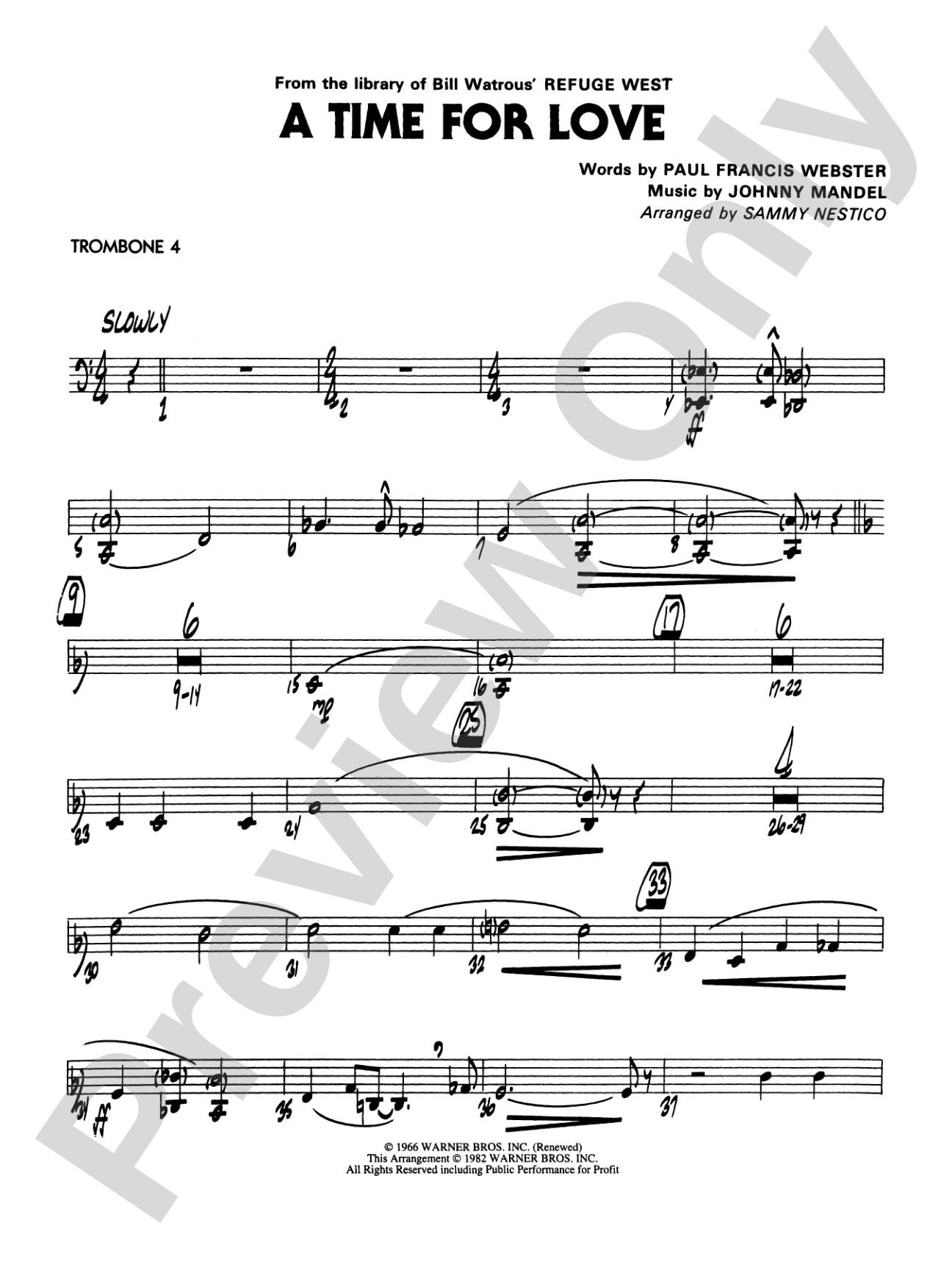 A Time for Love: 4th Trombone