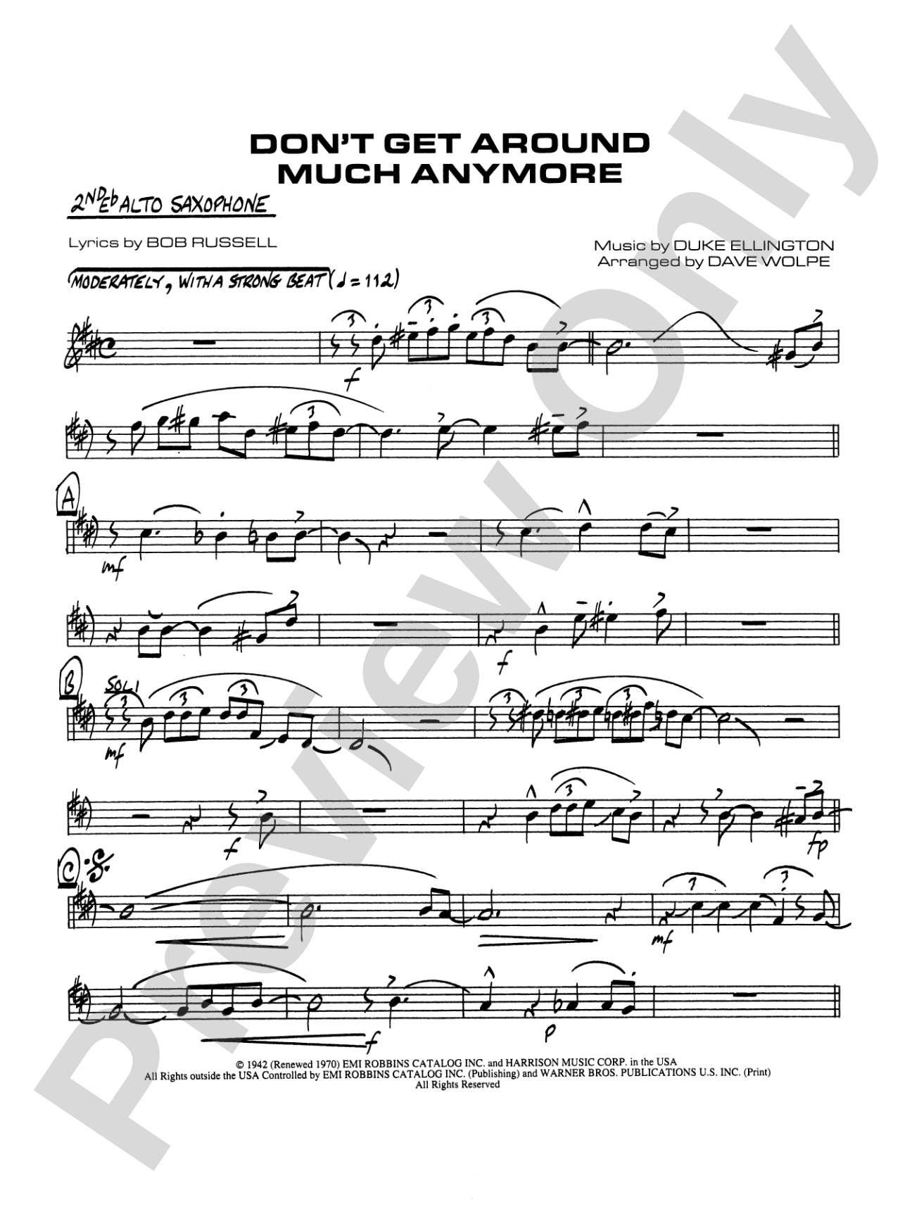Don't Get Around Much Anymore: 2nd E-flat Alto Saxophone