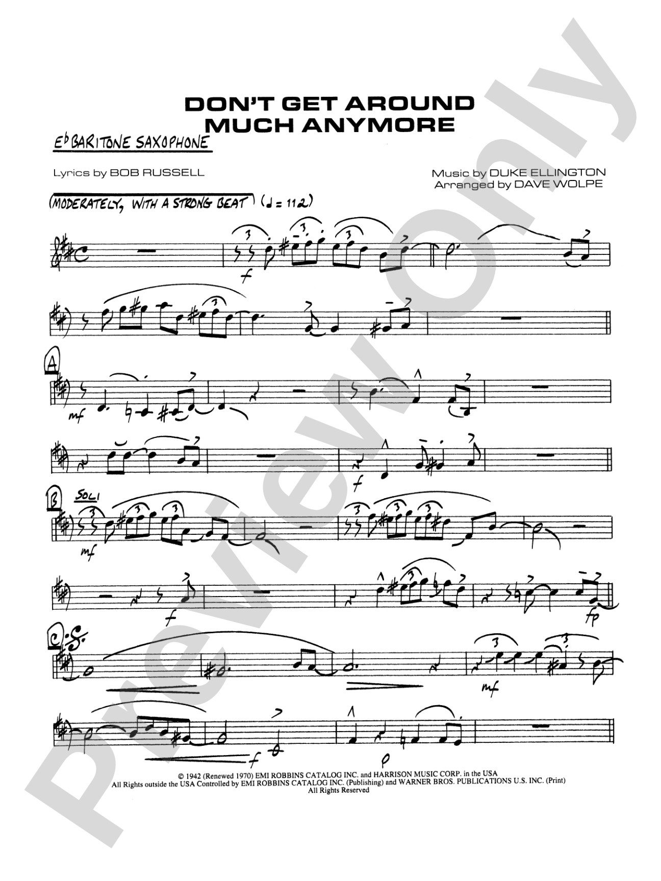 Don't Get Around Much Anymore: E-flat Baritone Saxophone