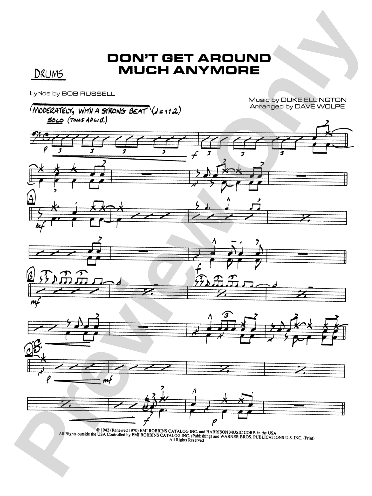 Don't Get Around Much Anymore: Drums