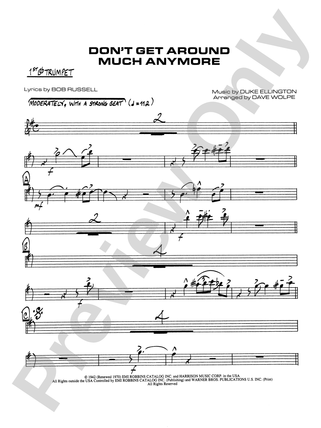 Don't Get Around Much Anymore: 1st B-flat Trumpet