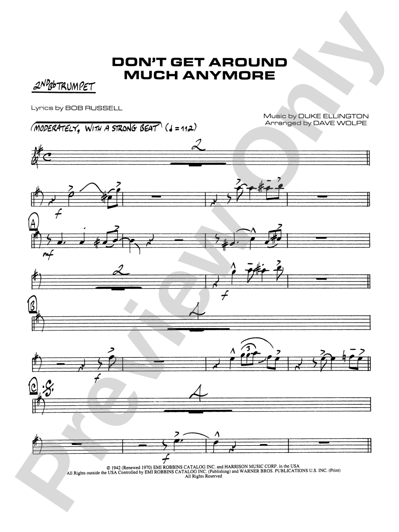 Don't Get Around Much Anymore: 2nd B-flat Trumpet