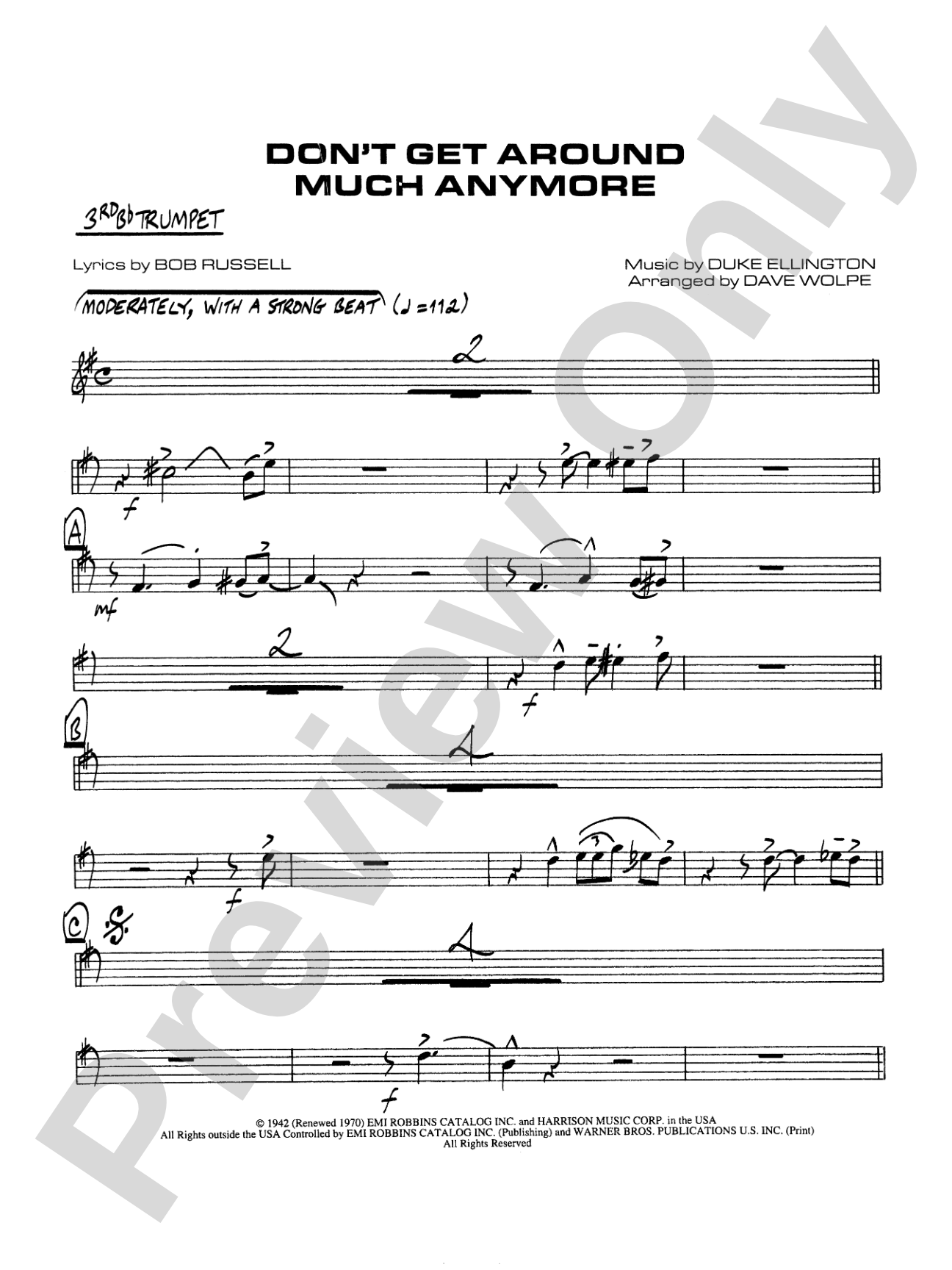 Don't Get Around Much Anymore: 3rd B-flat Trumpet