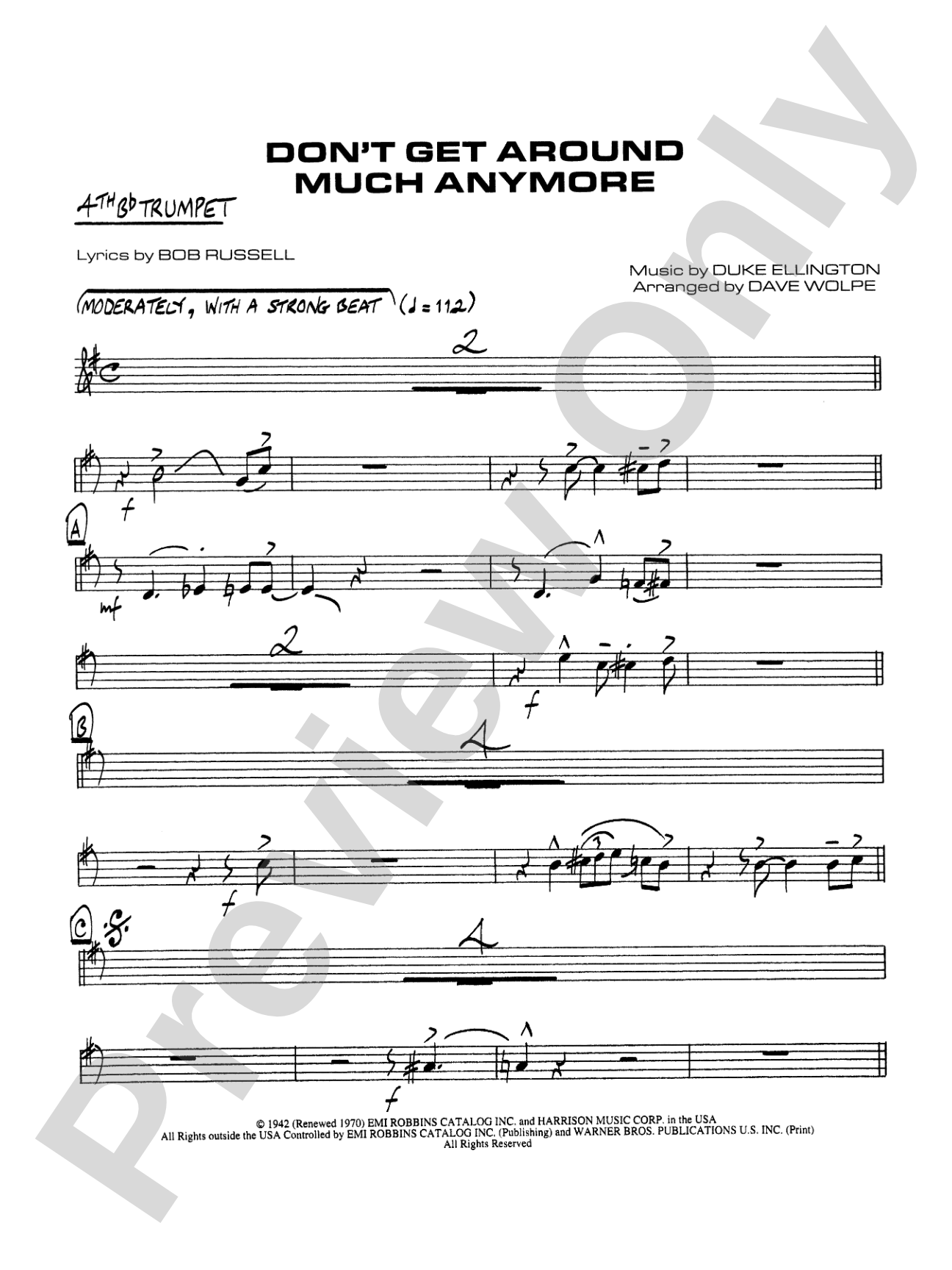 Don't Get Around Much Anymore: 4th B-flat Trumpet