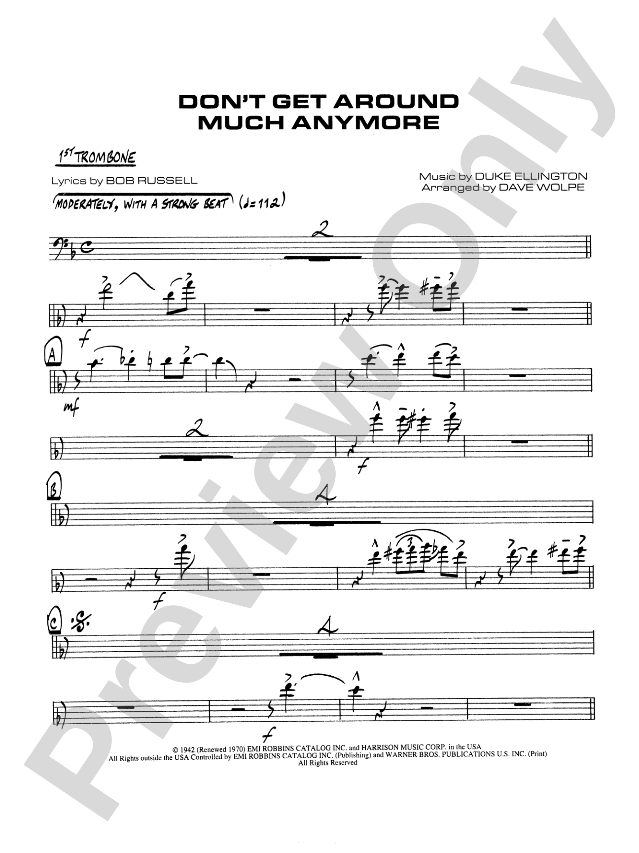 Don't Get Around Much Anymore: 1st Trombone