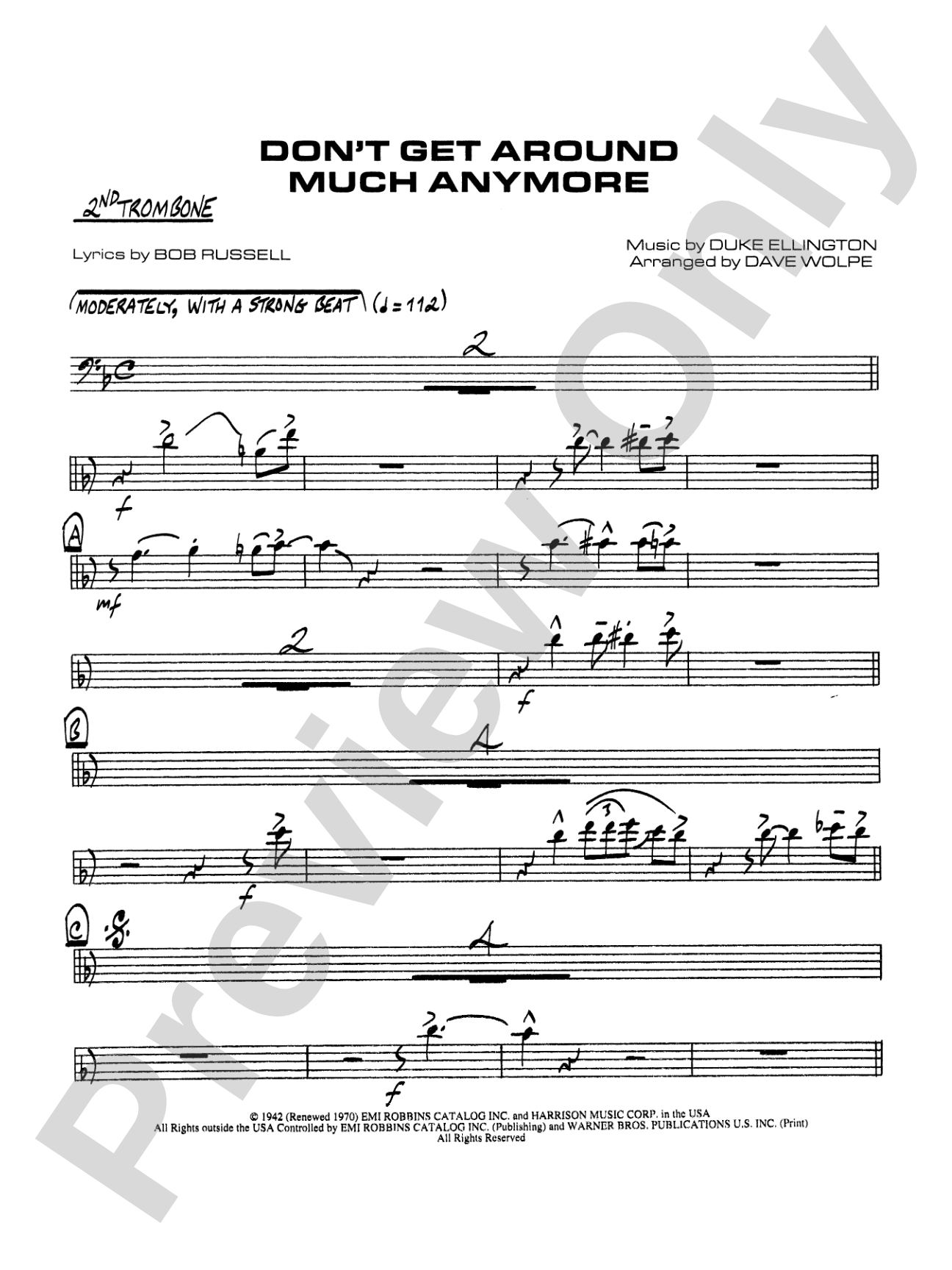 Don't Get Around Much Anymore: 2nd Trombone