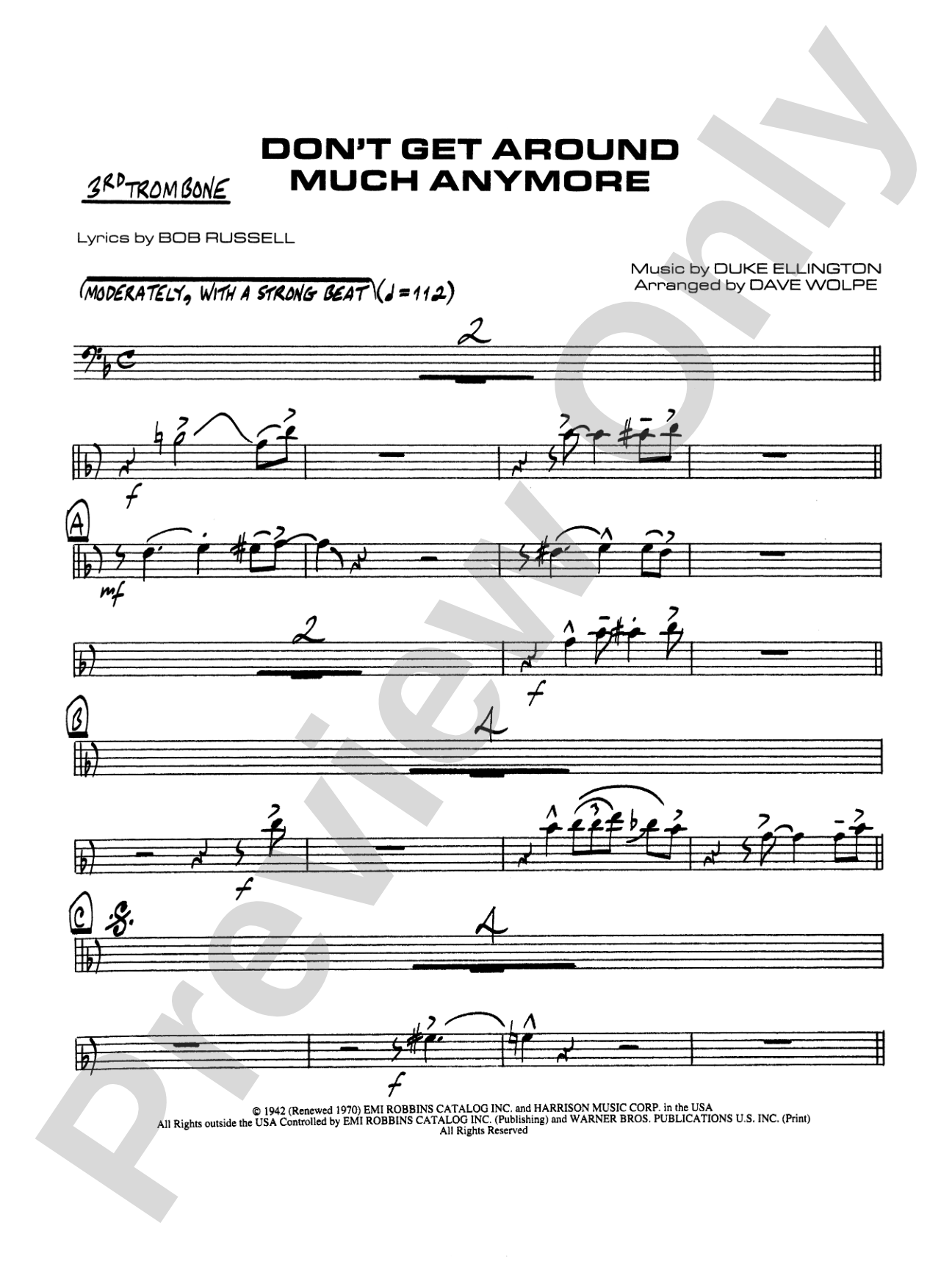 Don't Get Around Much Anymore: 3rd Trombone