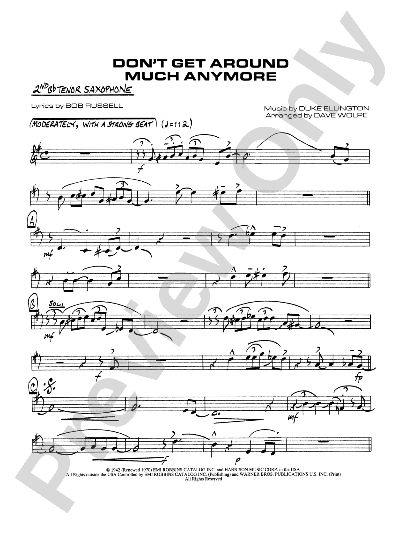 Don't Get Around Much Anymore: 2nd B-flat Tenor Saxophone