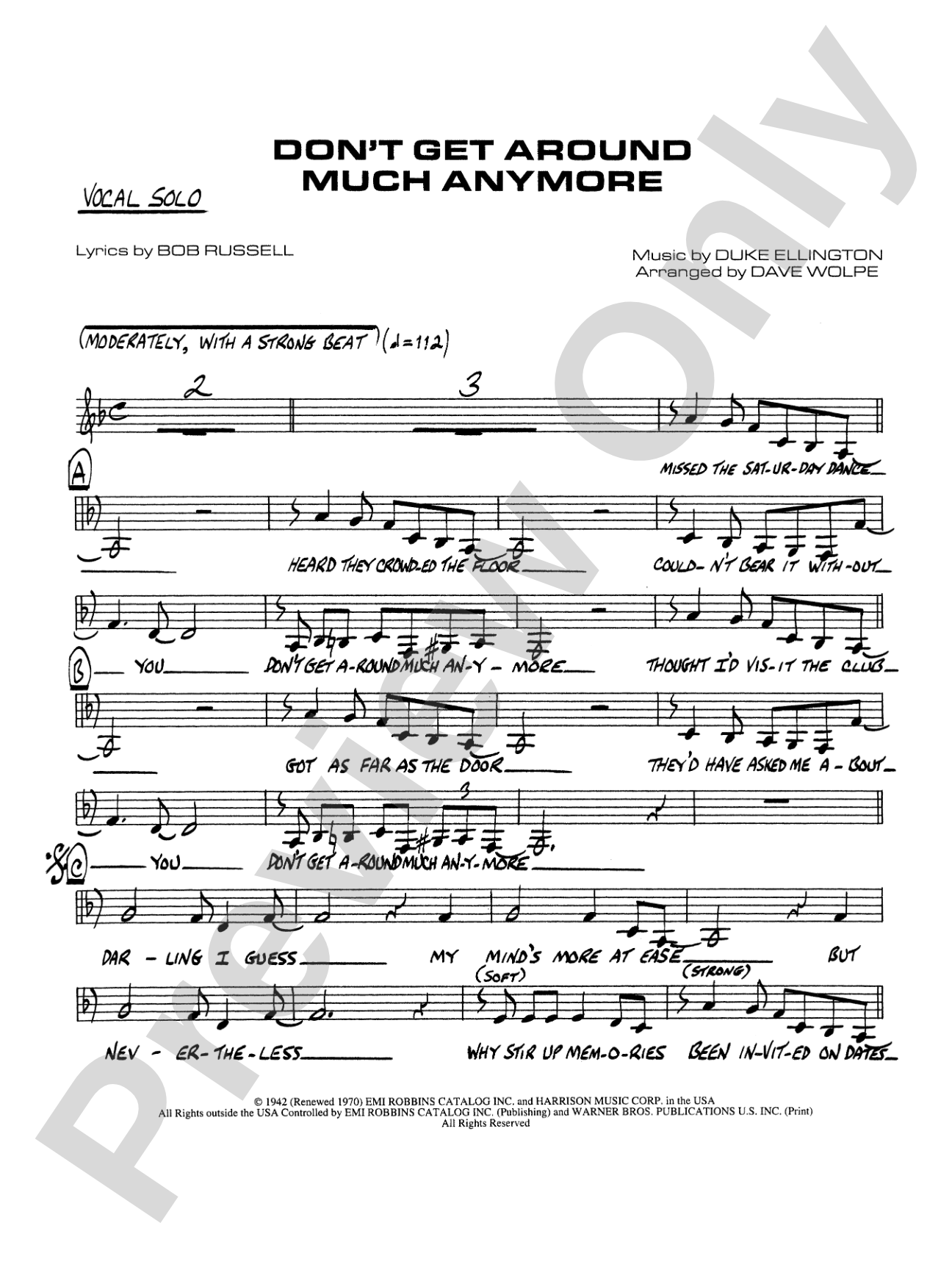 Don't Get Around Much Anymore: Vocal Solo