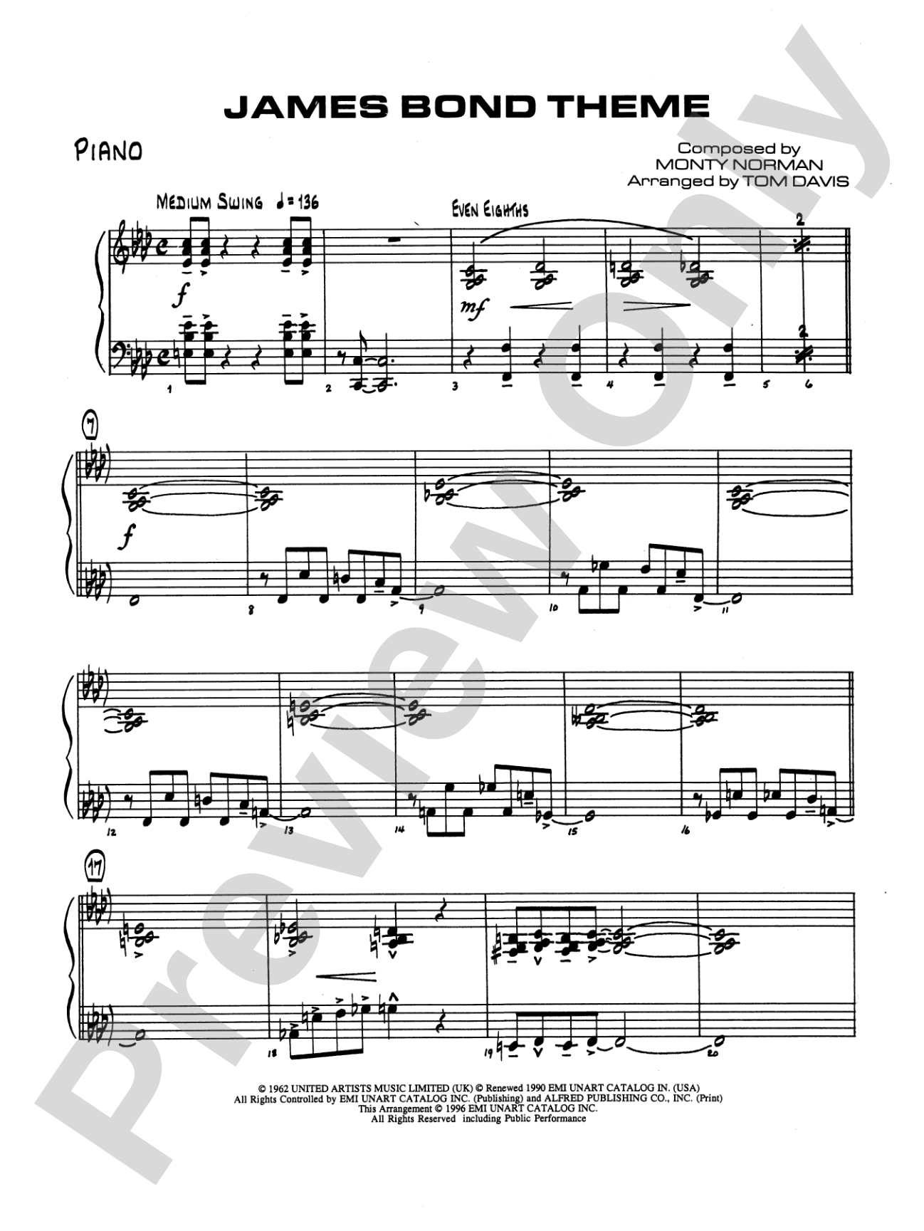 James Bond Theme: Piano Accompaniment