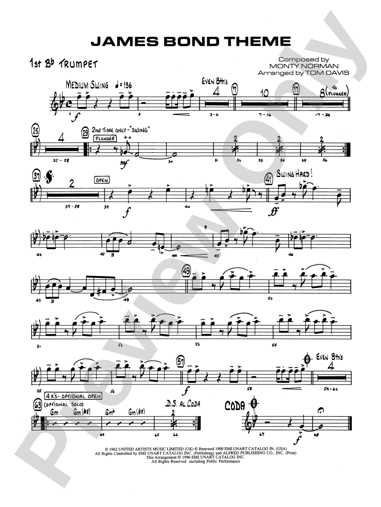 James Bond Theme: 1st B-flat Trumpet