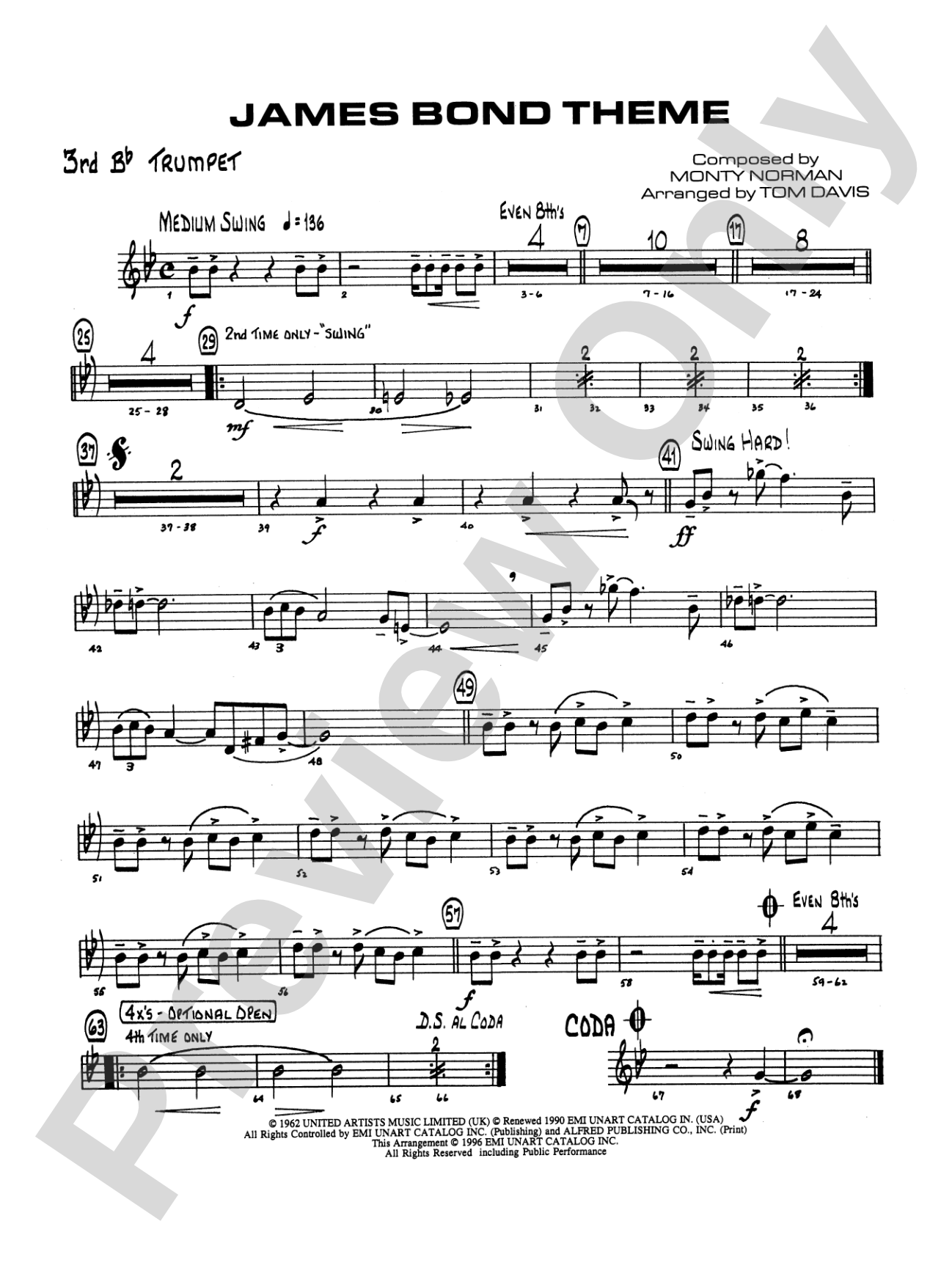 James Bond Theme: 3rd B-flat Trumpet