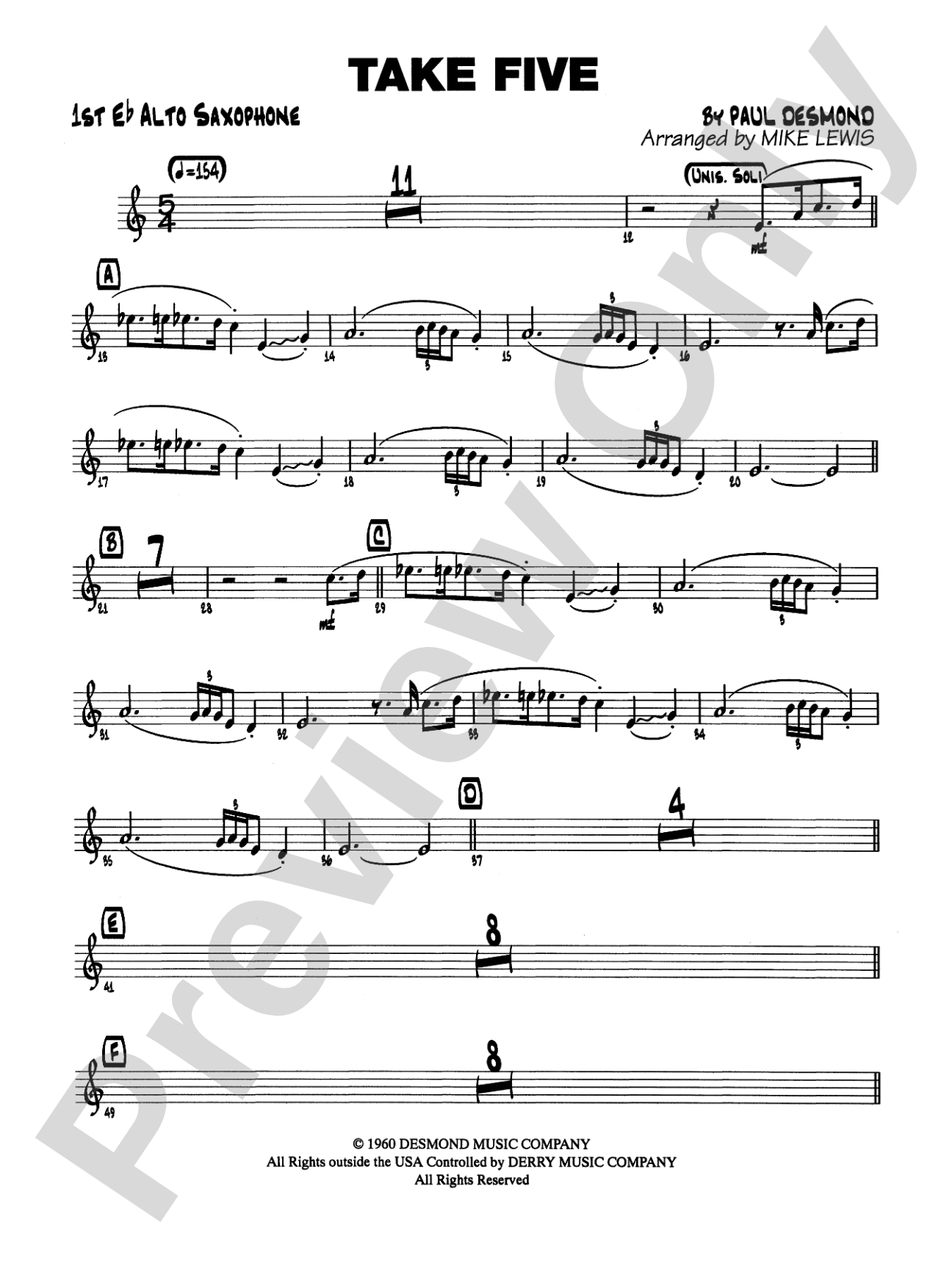 Take Five: E-flat Alto Saxophone