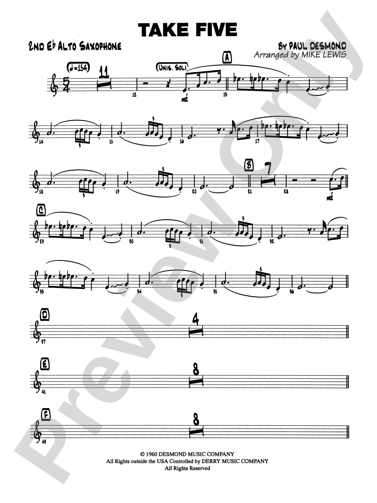 Take Five: 2nd E-flat Alto Saxophone