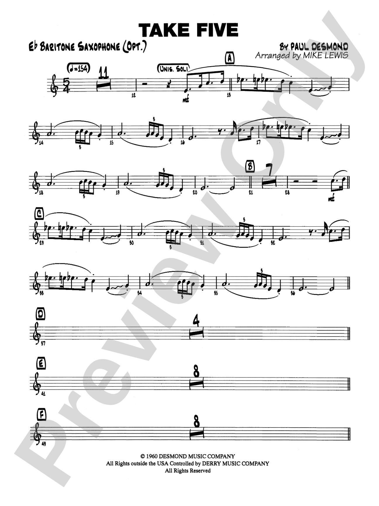Take Five: E-flat Baritone Saxophone