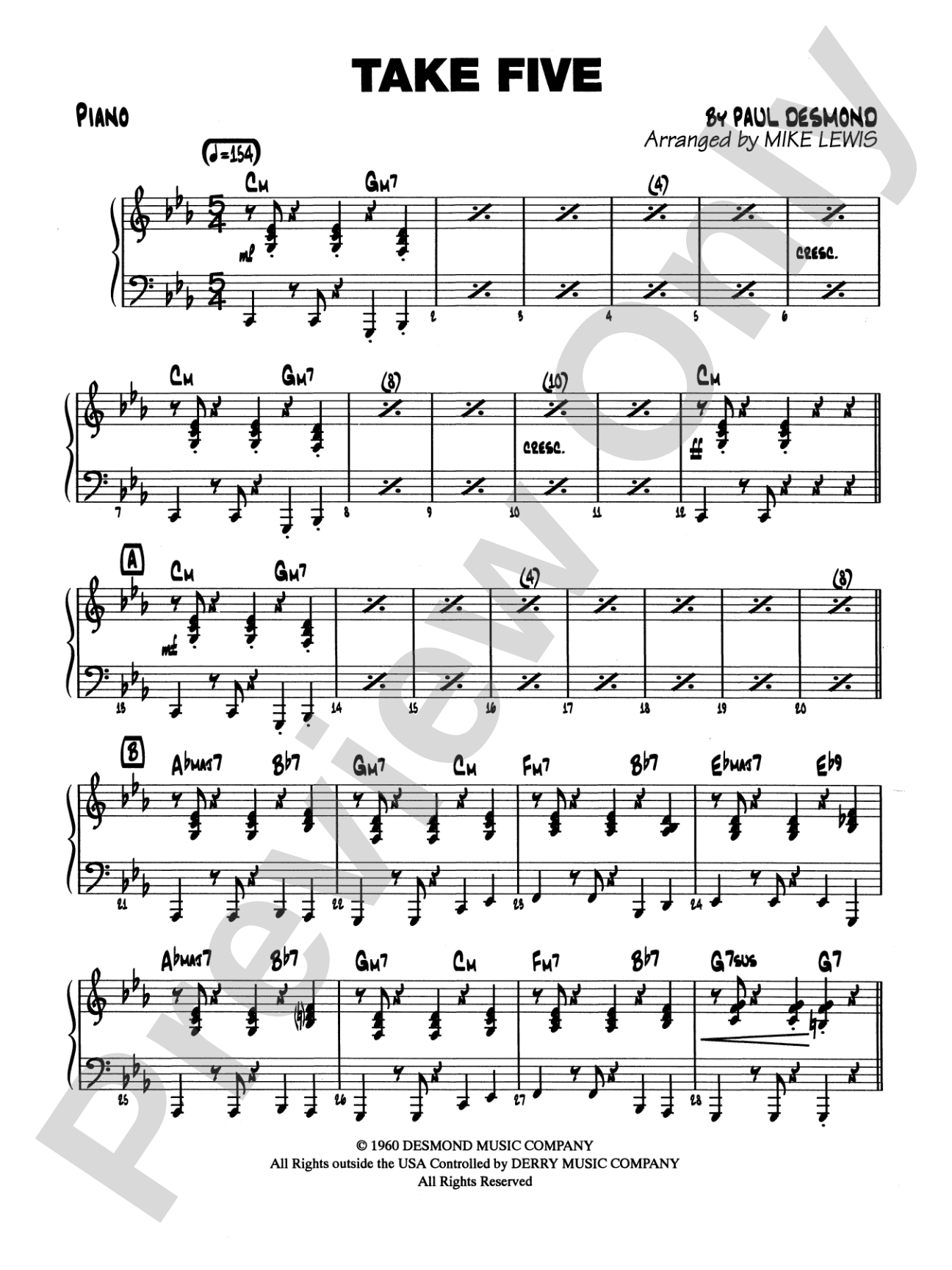 Take Five: Piano Accompaniment