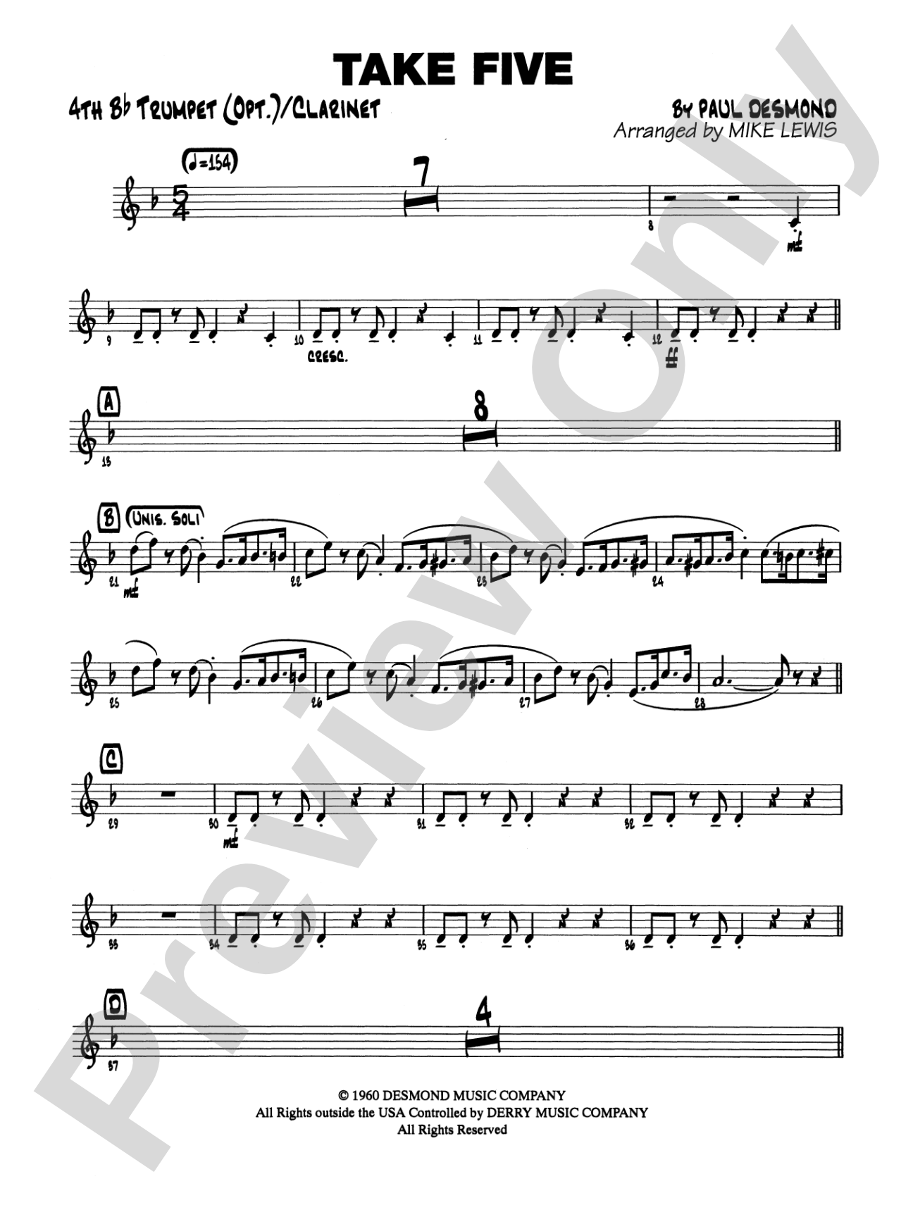 Take Five: 4th B-flat Trumpet