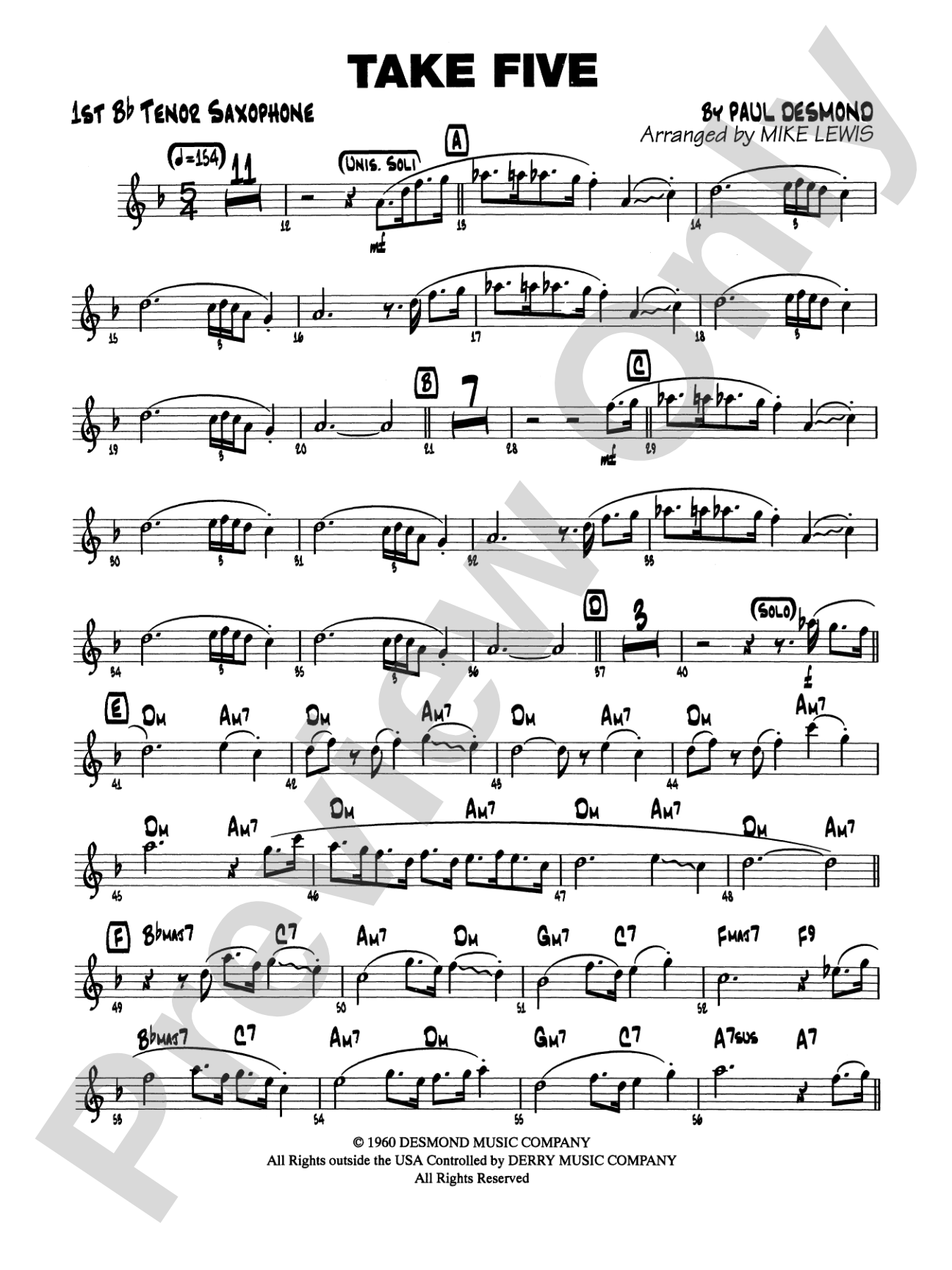 Take Five: B-flat Tenor Saxophone