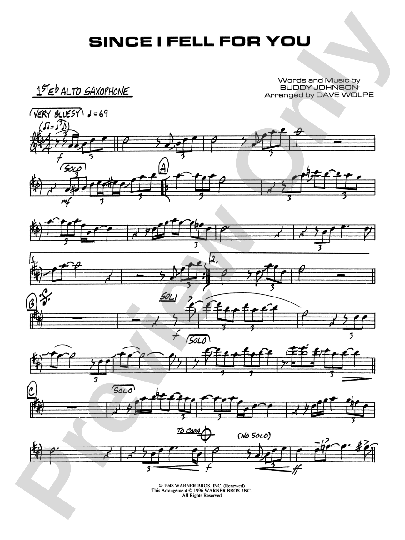 Since I Fell for You: E-flat Alto Saxophone