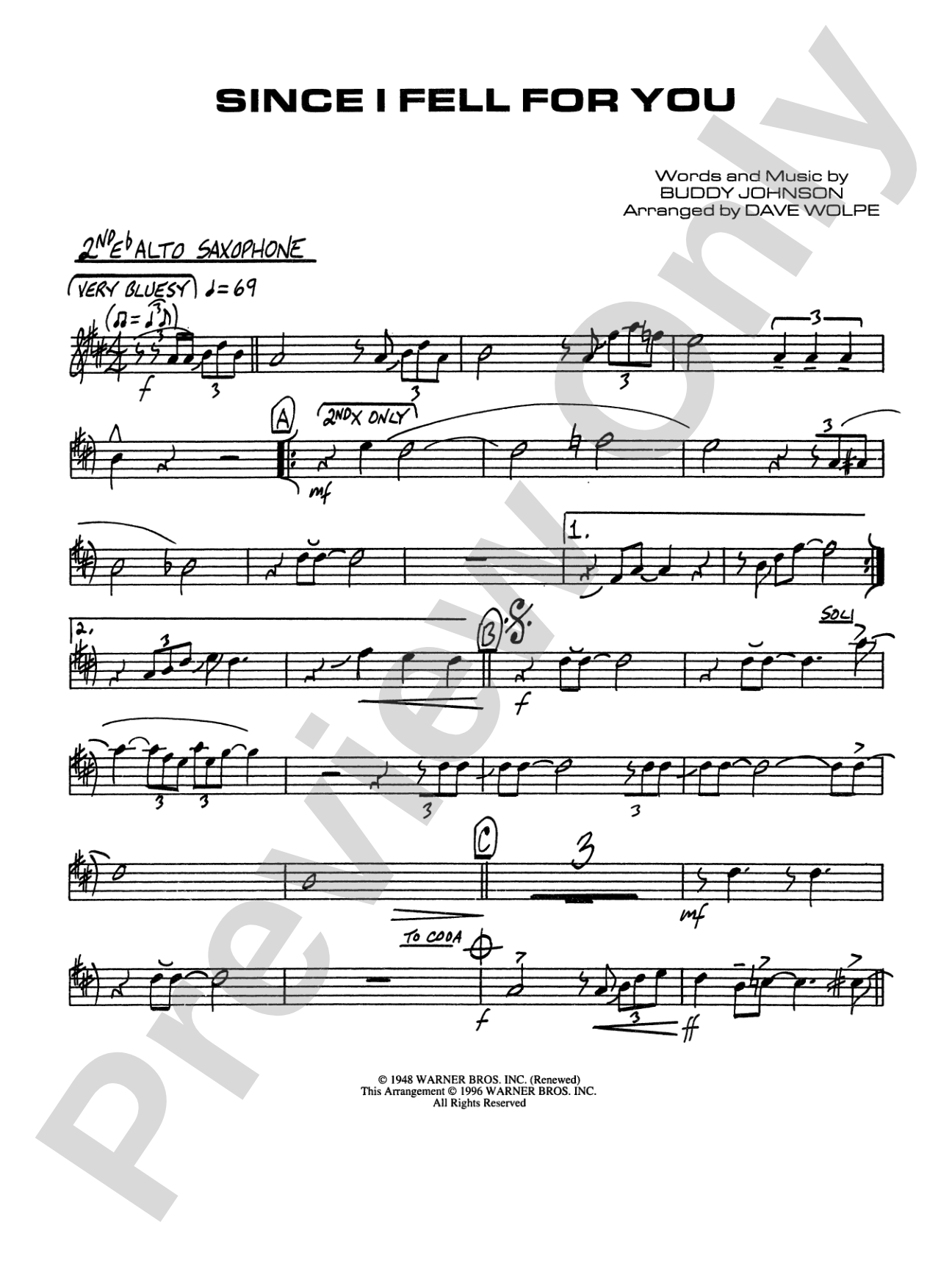 Since I Fell for You: 2nd E-flat Alto Saxophone