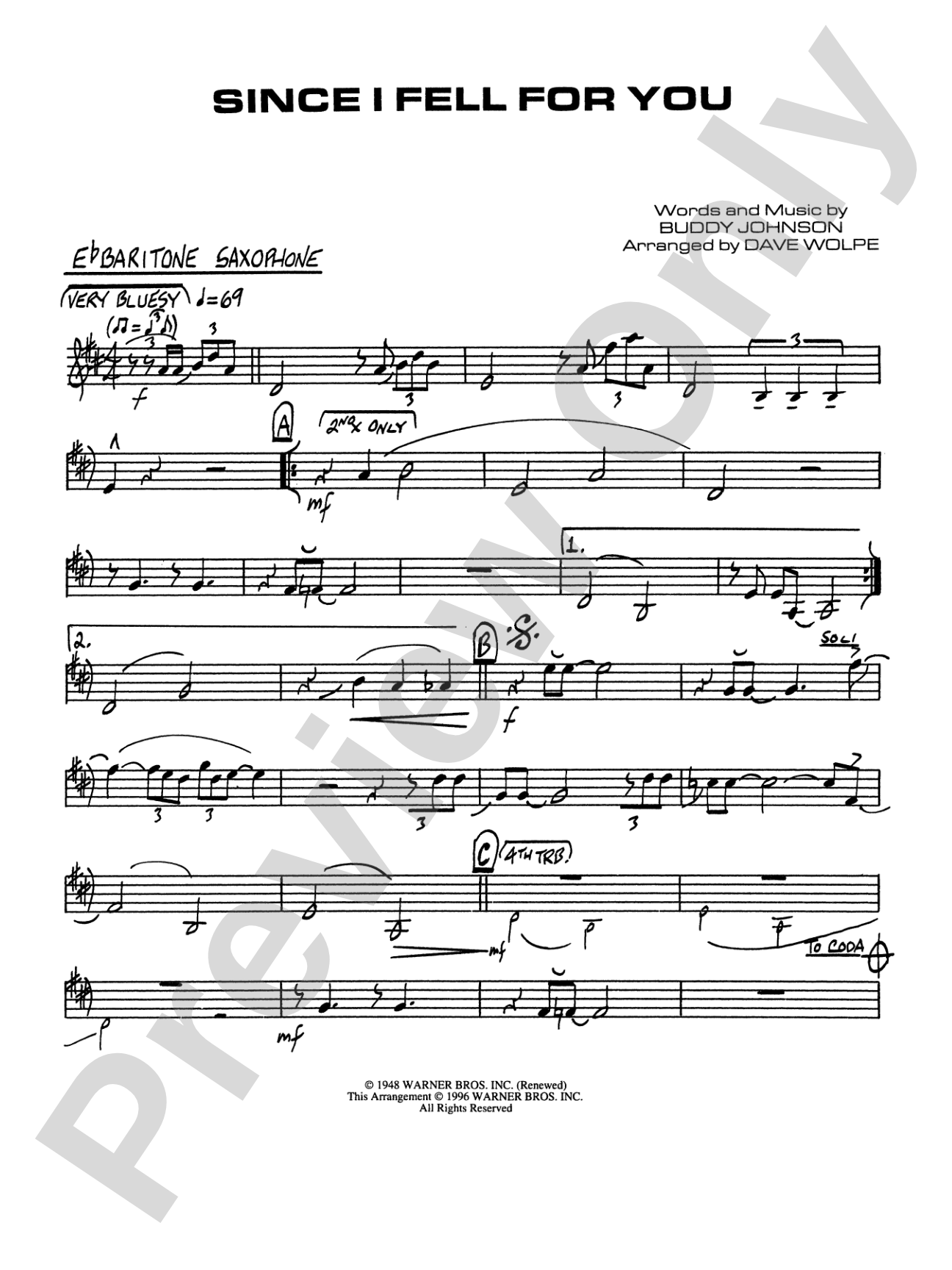 Since I Fell for You: E-flat Baritone Saxophone