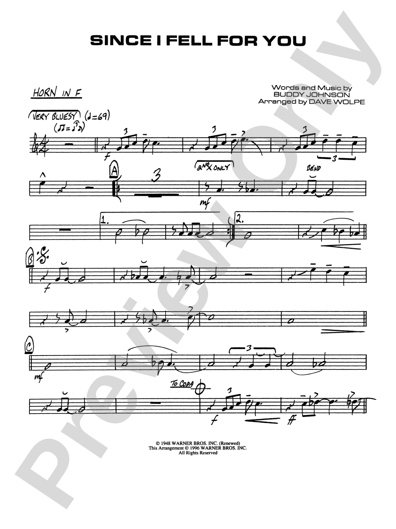 Since I Fell for You: 1st F Horn