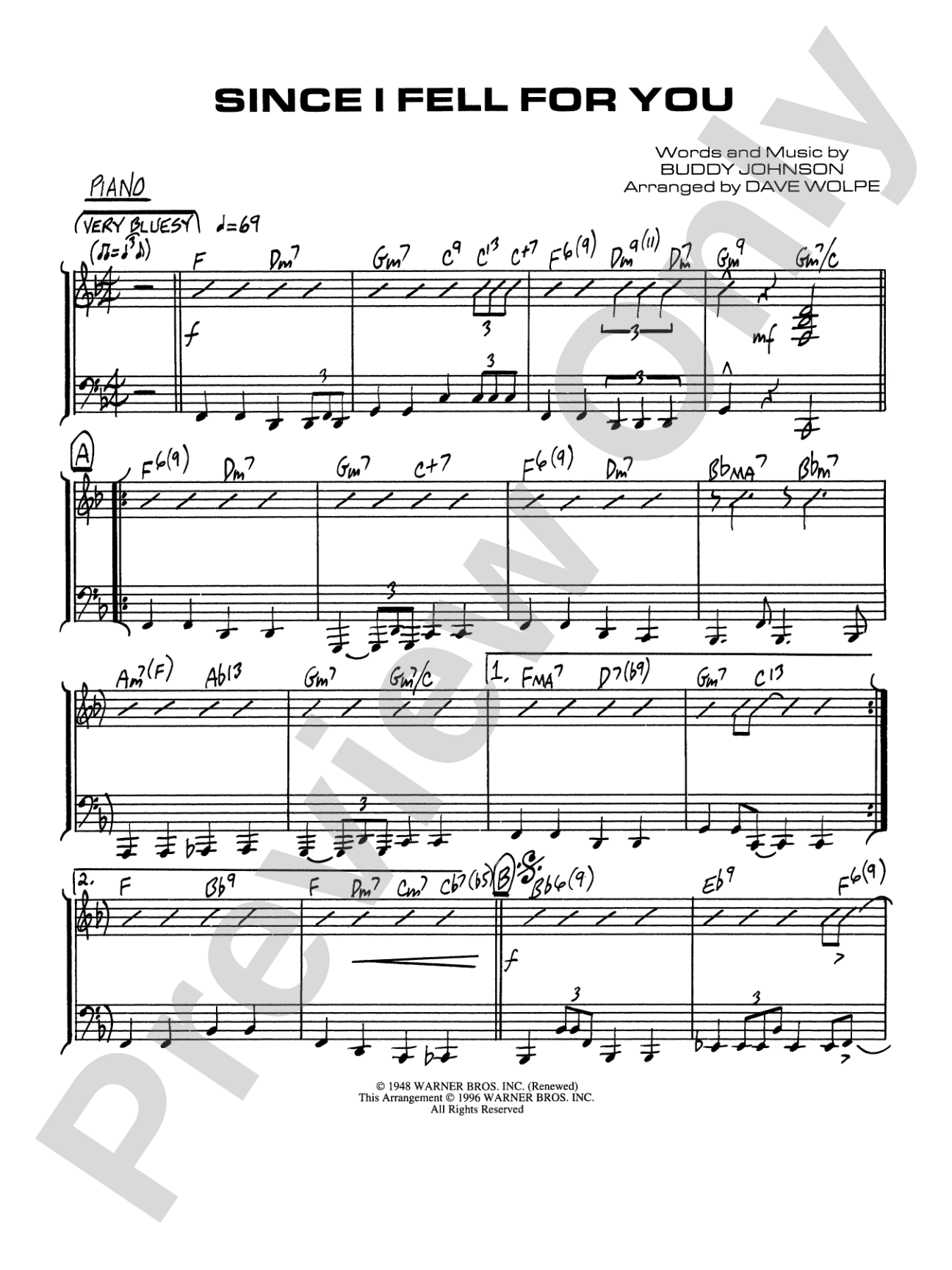 Since I Fell for You: Piano Accompaniment
