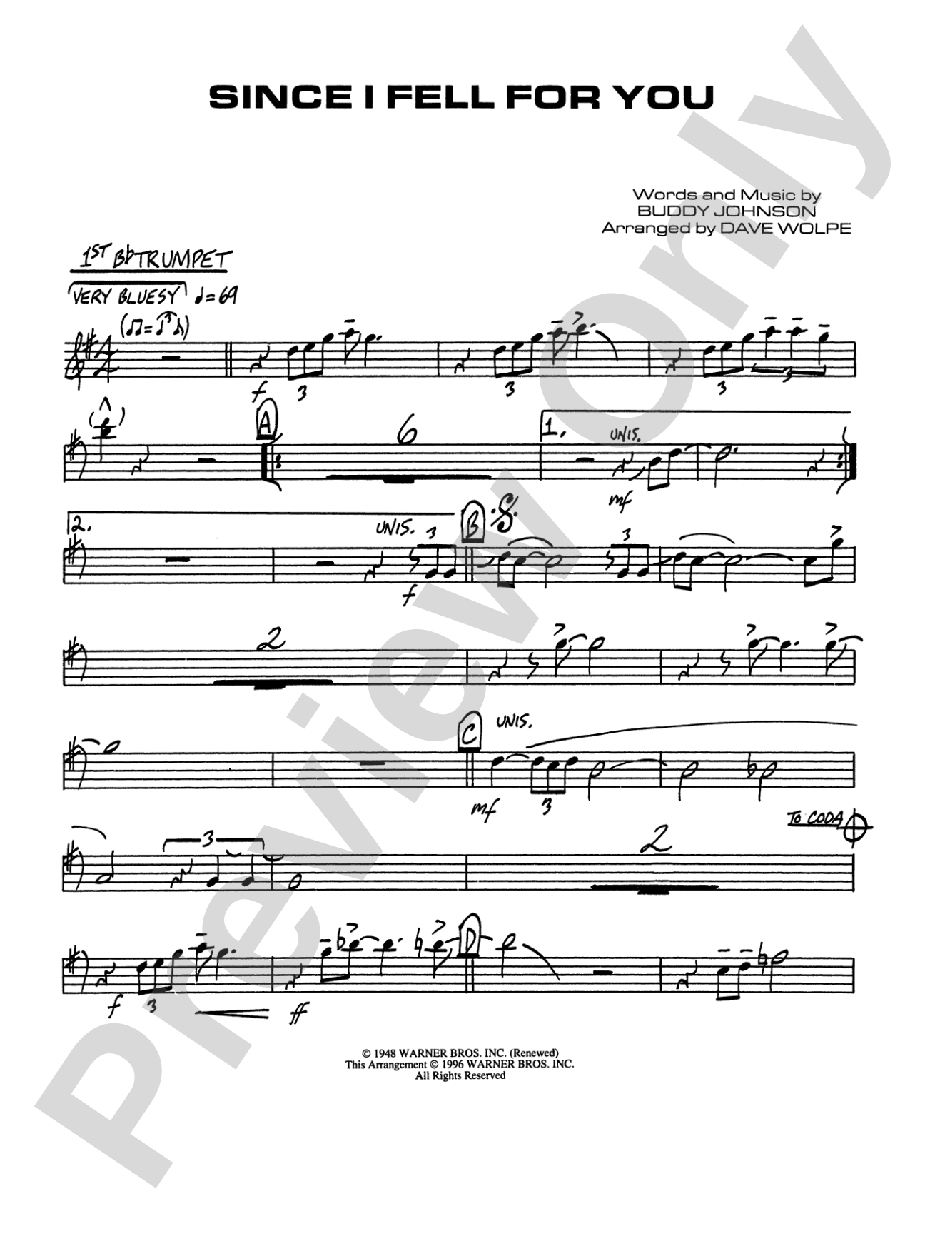 Since I Fell for You: 1st B-flat Trumpet