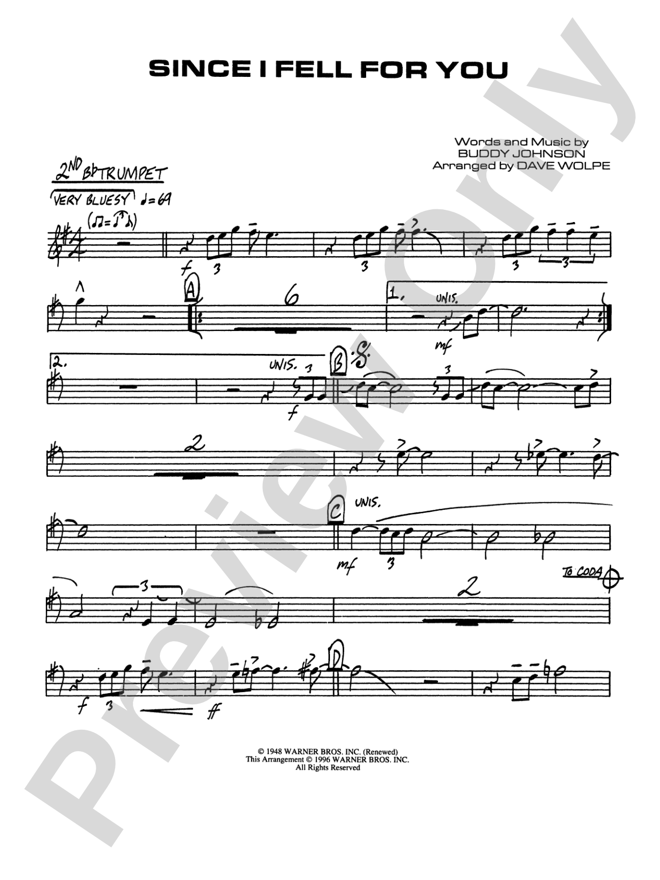 Since I Fell for You: 2nd B-flat Trumpet