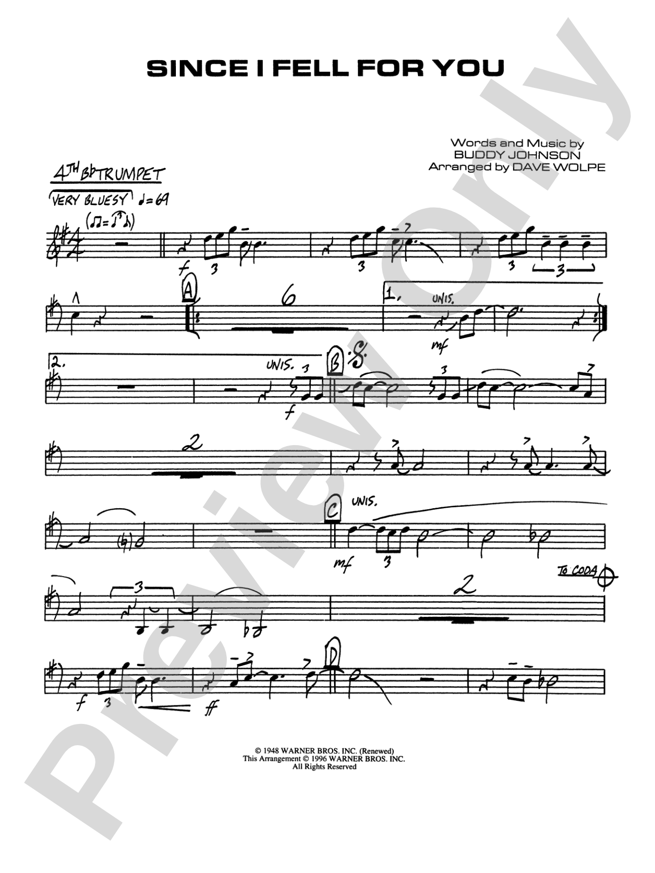 Since I Fell for You: 4th B-flat Trumpet