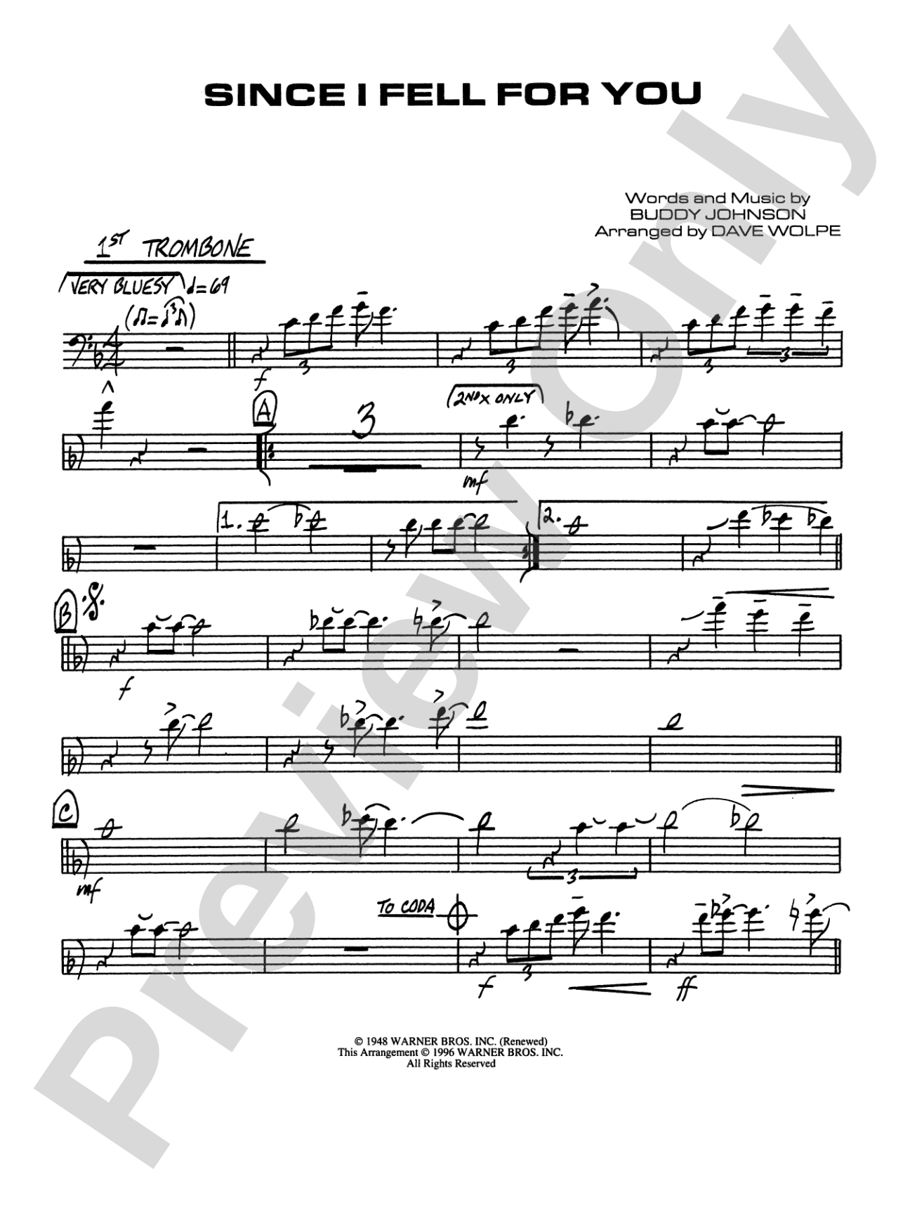 Since I Fell for You: 1st Trombone
