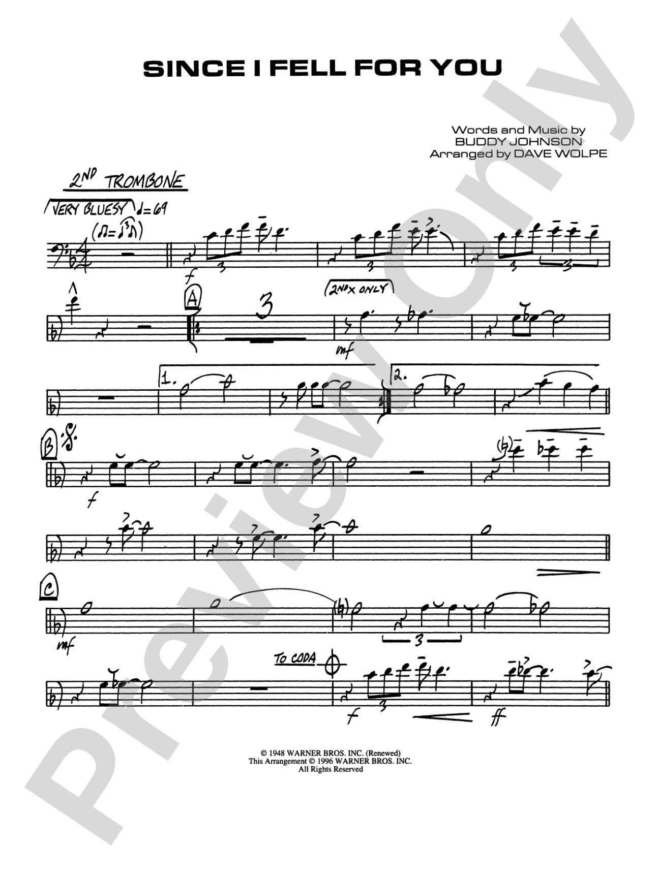 Since I Fell for You: 2nd Trombone