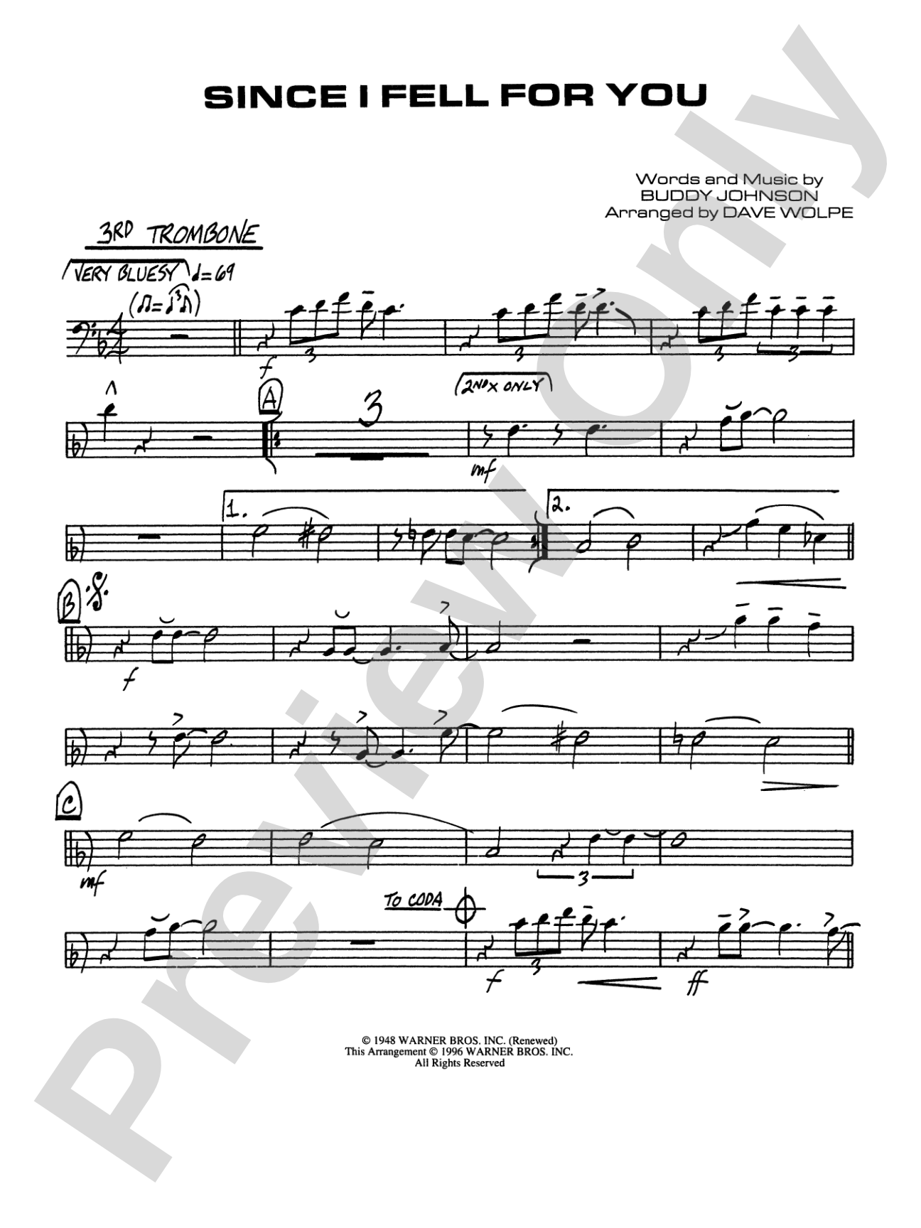 Since I Fell for You: 3rd Trombone