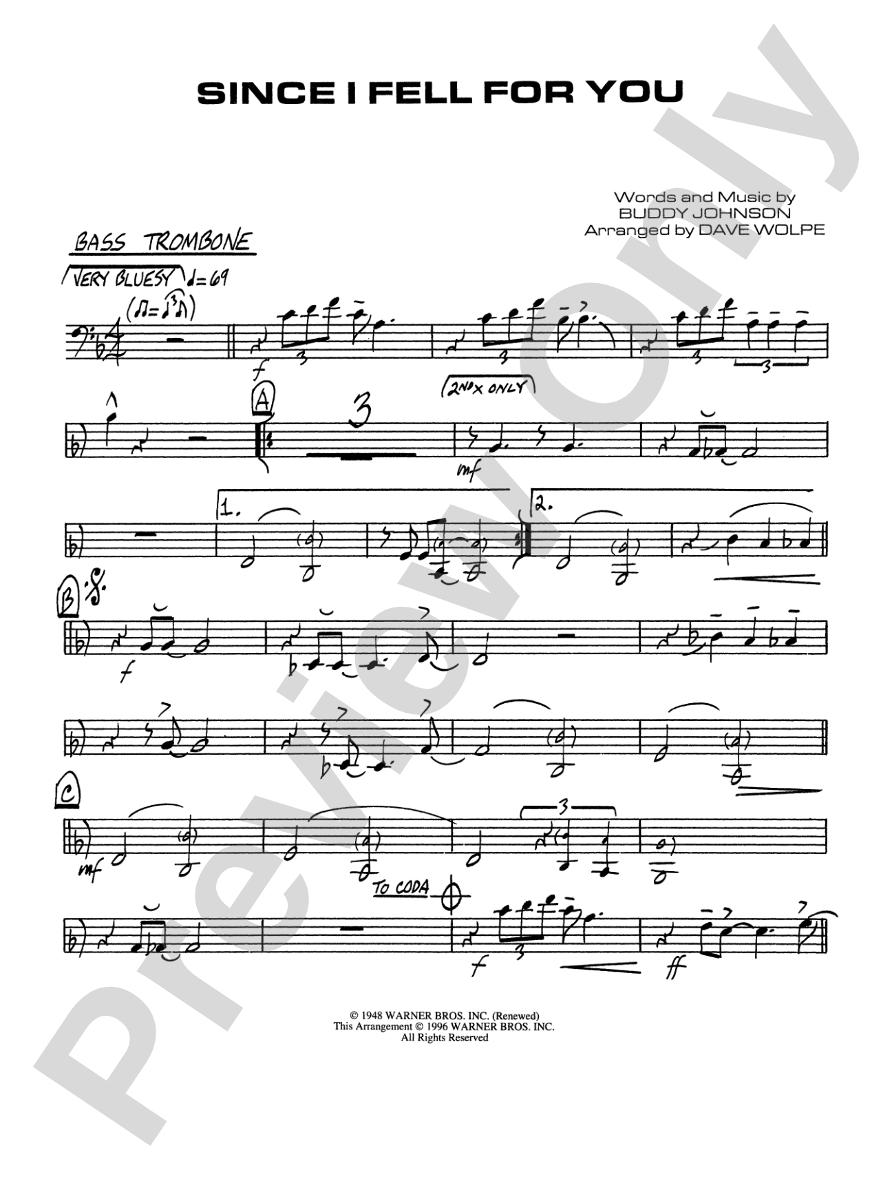Since I Fell for You: 4th Trombone
