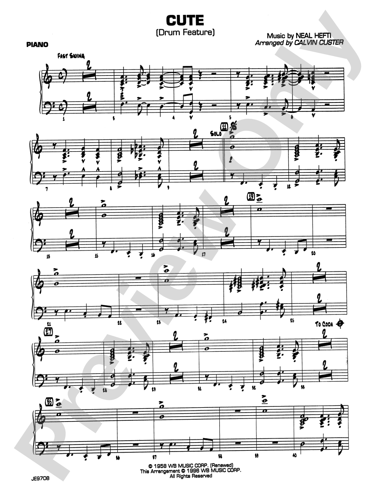 Cute: Piano Accompaniment