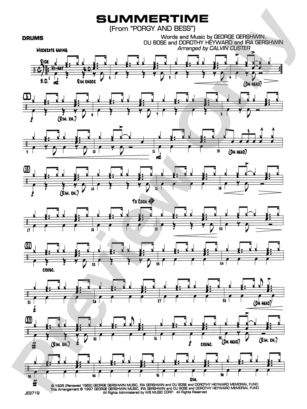 Summertime (from Porgy and Bess®): Drums