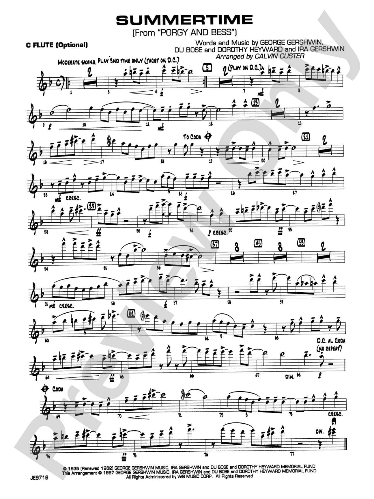 Summertime (from Porgy and Bess®): Flute