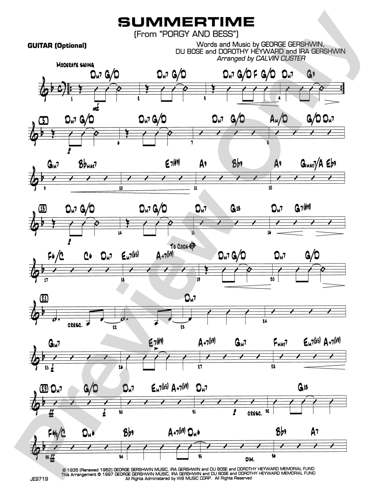 Summertime (from Porgy and Bess®): Guitar