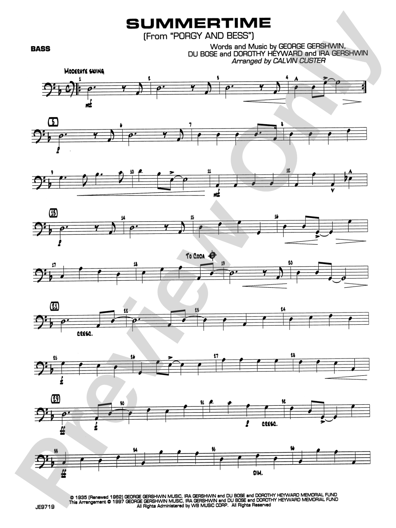 Summertime (from Porgy and Bess®): String Bass