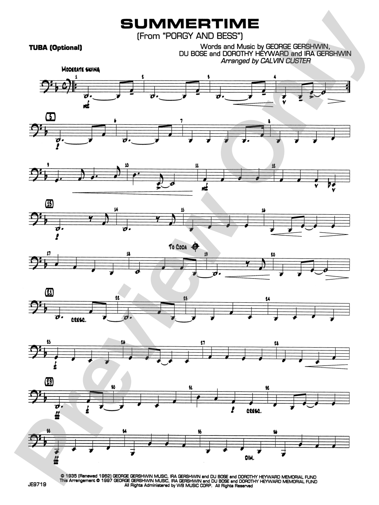 Summertime (from Porgy and Bess®): Tuba