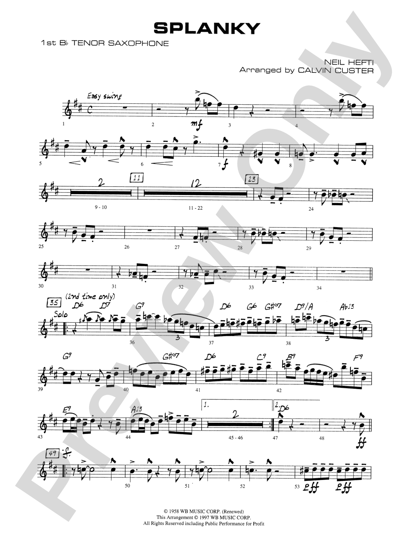 Splanky: B-flat Tenor Saxophone