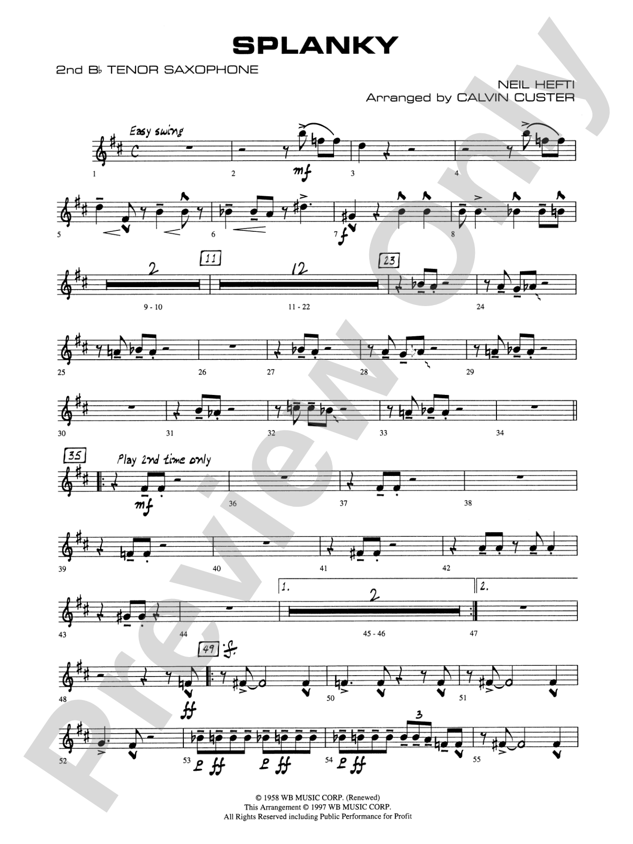 Splanky: 2nd B-flat Tenor Saxophone