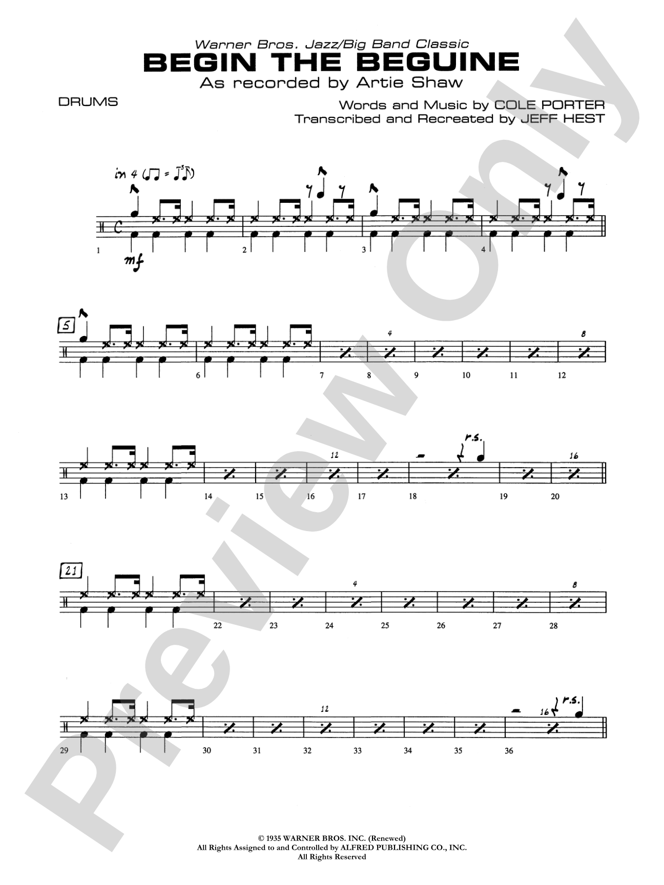Begin the Beguine: Drums