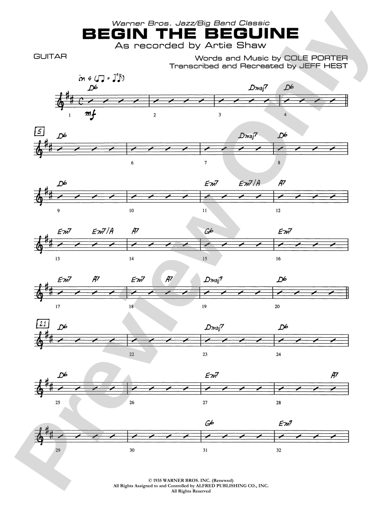 Begin the Beguine: Guitar